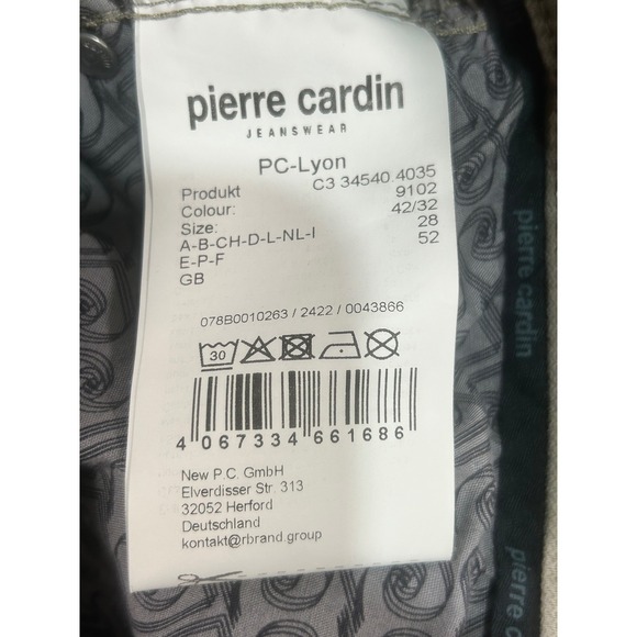 Pierre Cardin Mens PC Lyon Tapered Fit Light Grey Cotton Stretch Pants 42x32 - Picture 6 of 10